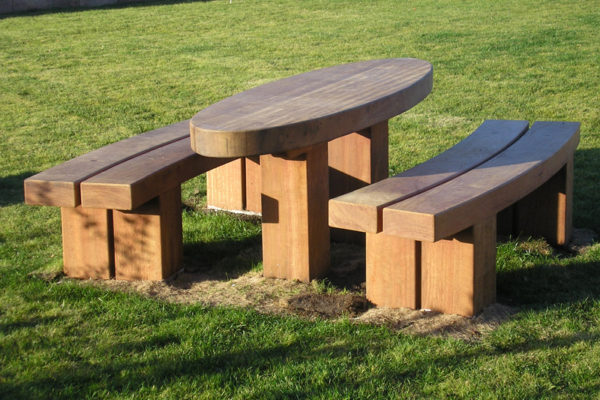 Type 2 Picnic Set, Picnic benches, picnic set, picnic table, outdoor dining solution, outdoor dining furniture, picnic tables, woodscape, hardwood, timber, landscaping