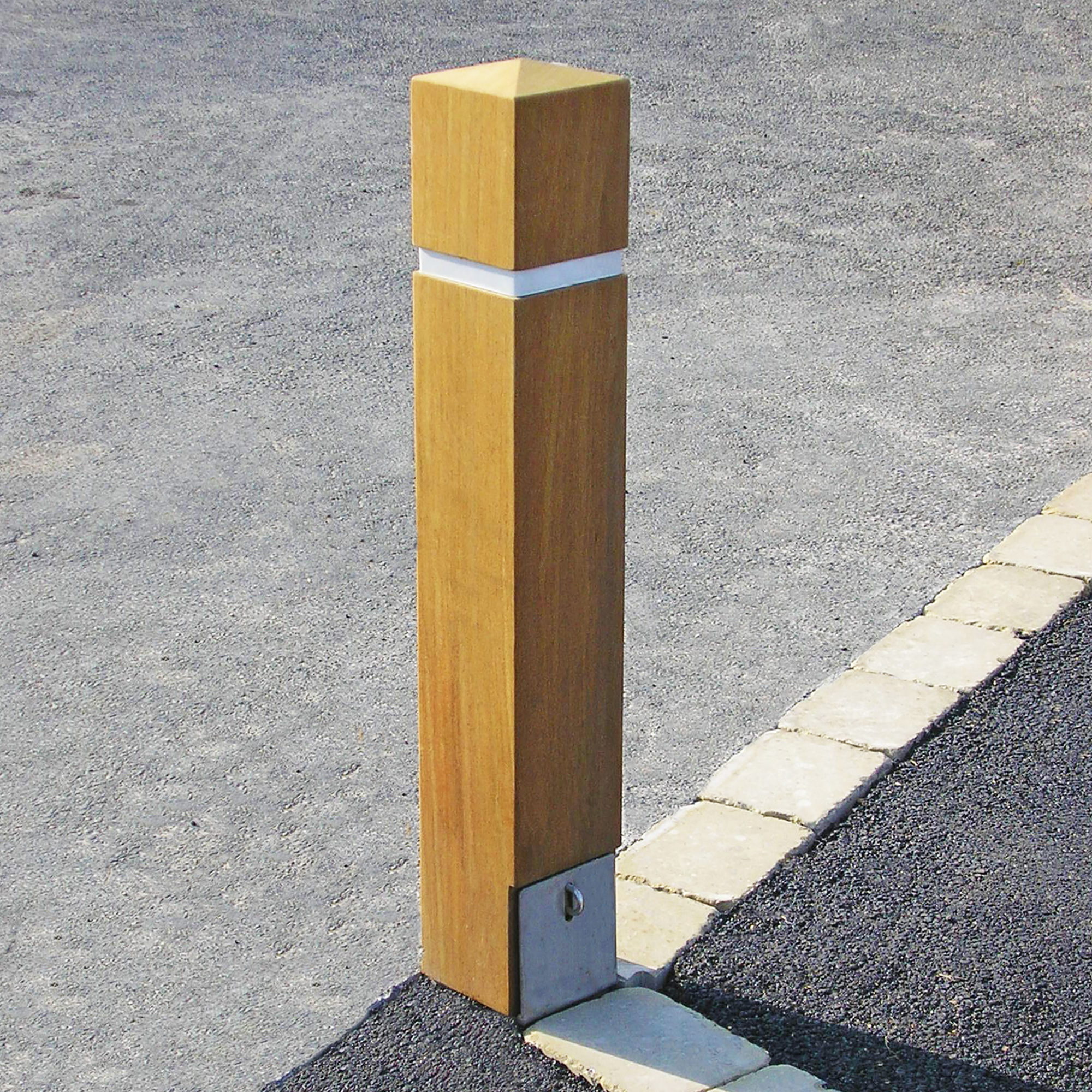 Hardwood timber bollards removable lockable