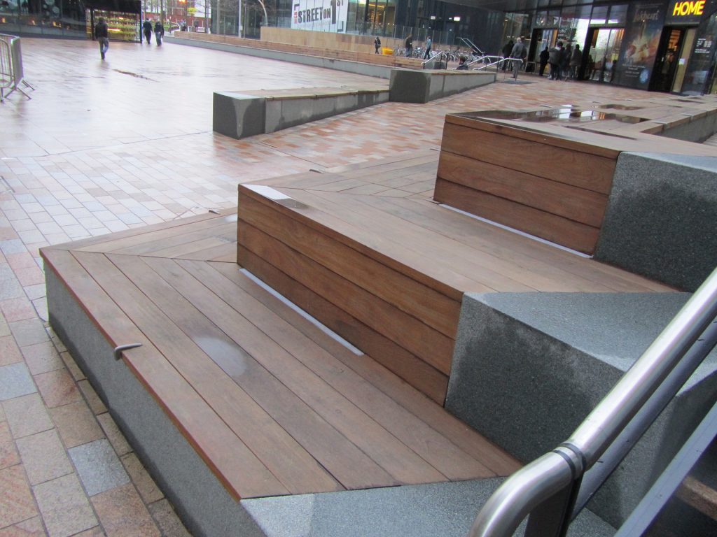 first street manchester hardwood and metal seating and steps